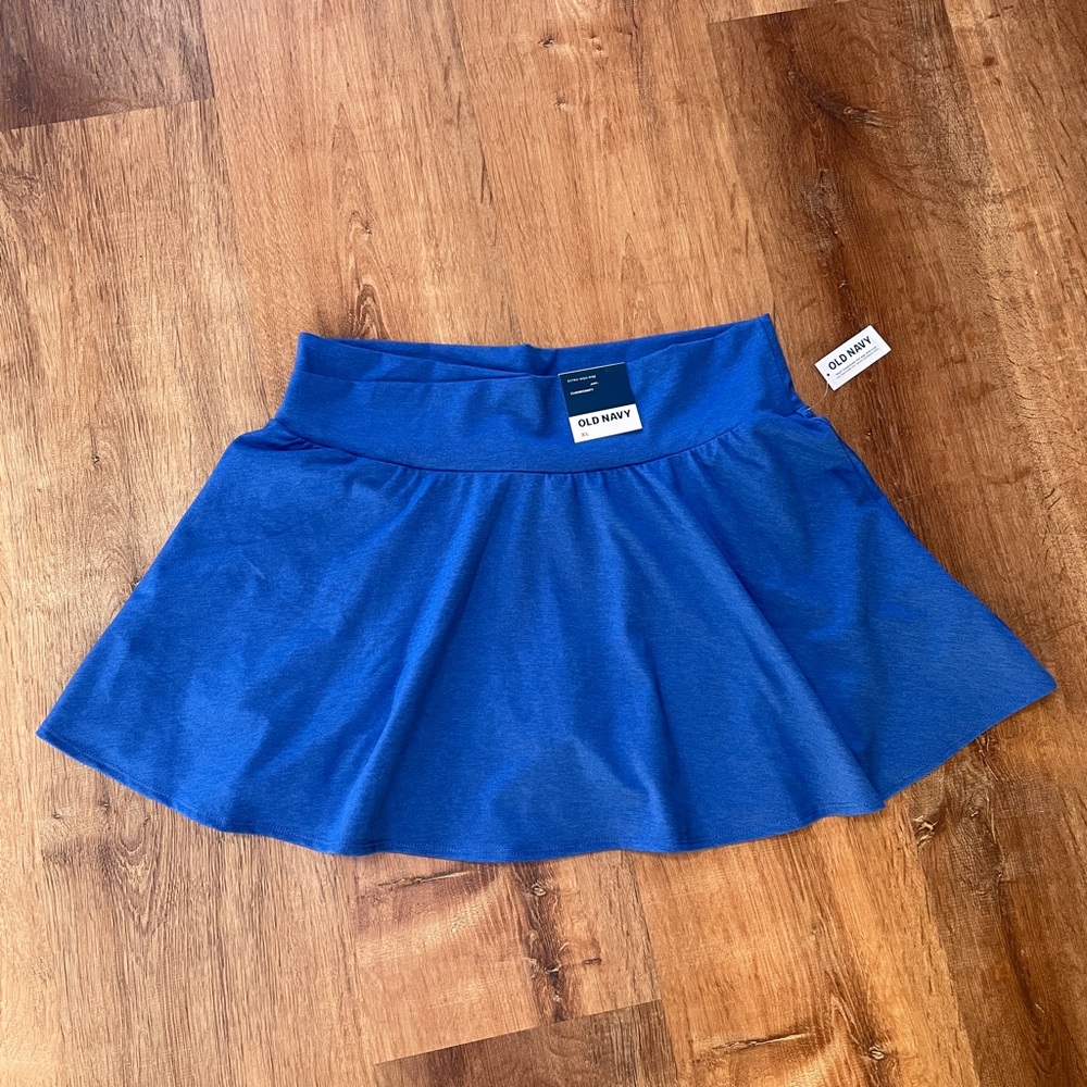 Old Navy Extra High Rise Cloudcomfy Skort XL Blue Tennis Skirt Stretch Soft NWT - Picture 2 of 9